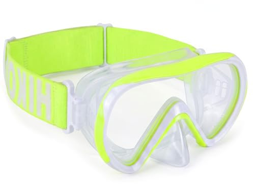HIKOTEY Gafas de Bucear para Niños con Correa Ajustables de Tela Suave,Máscara de Buceo de Vidrio Templado de Alta Definición Panorámica de 180°,Anti-vaho,Apto para Niños de 4 a 16 Años
