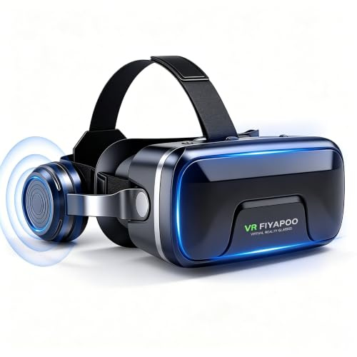 FIYAPOO VR glasögon, mobiltelefon med HiFi-hörlurar, 3D-glasögon, virtuell verklighet för filmer och spel på smartphone.