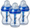 Tommee Tippee Decorated Advanced Anti-Colic 260 ml Bottles, Boy, 3 Count (Pack of 1)