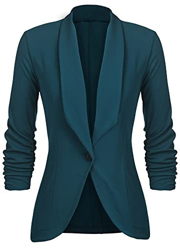 Unibelle Damen Blazer Cardigan Dünn 3/4 Längere Elegant Leicht Bolero Jacke Blazer Slim Fit Anzug Trenchcoat , Aa-dunkelgrün, 44(Herstellergröße:XXL)