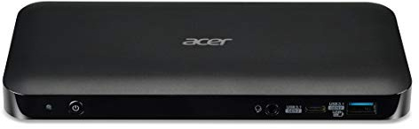 Acer USB Type-C Dock III (2 USB 3.1 Type-C, 3 USB 3.1, 2 DisplayPort, 1 HDMI 2.0, Audio, RJ-45, Kensington Lock, supporto per posizionamento flessibile), nero