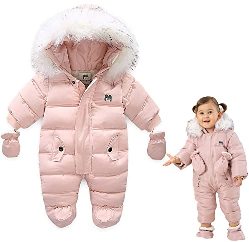 XIFAMNIY Baby Girls and Boys Snowsuit Winter suits Jumpsuit Outwear Hooded Footie Snow suits
