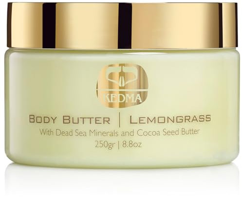 Kedma - Body Butter Lemongrass - Feuchtigkeitsspendende Körperbutter mit Kakaobutter und Mineralien aus dem Toten Meer - Für trockene Haut - 250g