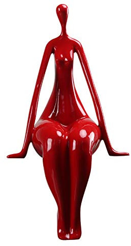 Uziqueif Sculture astratte del Corpo della Donna Decorazioni per la casa Moderne, Statue di Ragazze/Donne Yoga Figure Decorazione del Desktop, Scultura da Tavolo, Decorazioni per Porta TV,Red a,Shiny