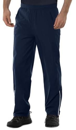 33,000ft Pantalon de pluie imperméable pour homme - Pantalon de randonnée léger - 5000 mm - Coupe-vent - Pour la randonnée, le camping, le vélo, Bleu marine, M