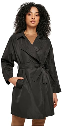 Urban Classics Damen Ladies Crinkle Nylon Minimal Trench Coat Mantel, Schwarz, XS EU
