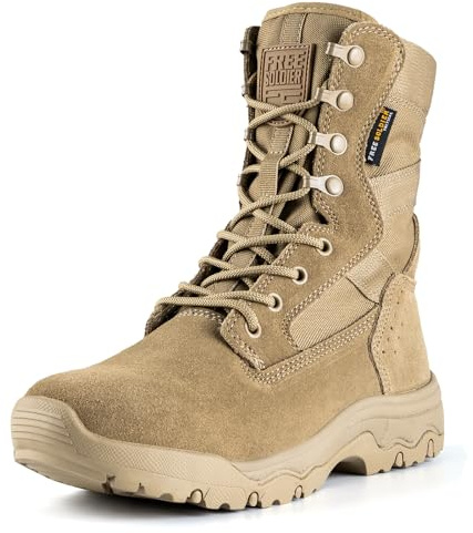 FREE SOLDIER Women’s Tactical Boots 8 Inches Lightweight Combat Boot Durable Military Work Outdoors Boots Desert Boot for Women(Thin Tan 6.5)