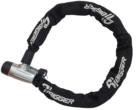BIGGER - Cadena de Bicicleta Antirrobo, Largo 1000 mm Diámetro 10 mm con 2 Llaves, Cubierta Tela Impermeable Color Negro, para Portón, Scooter, Motocicleta.