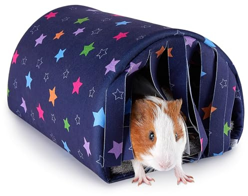 Washable Guinea Pig Tunnel with Curtains - Cozy Hamster Hideout Fit for Small Animals - Soft Accessories for Hamster/Chinchilla/Bunny