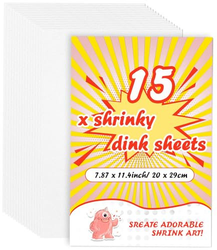 WOOWAIR Schrumpffolie,15 Stück Schrumpffolien, Schrumpffolie zum Basteln, Schrumpfen Kunststoff für Erwachsene und Kinder zum Kreativer DIY-Basteln, 29x20cm