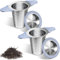 2 Pièces Filtre à Thé, Infuseur Thé en 304 Acier Inoxydable, Avec poignée et couvercle en silicone, Maille fine, Réutilisable Infuseur à Thé, Universel pour Théière, Mug, Tasse, Bouteille, Verre