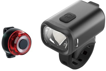 Apkezel LED Fahrradlicht Set, StVZO Zugelassen Fahrradlicht Vorne+Rücklicht Fahrrad Fahrradbeleuchtung Set, 50 LUX Fahrradlicht USB Aufladbar mit 1000mAh Akku, IPX5 Wasserdicht Fahrrad Lichter LED Set