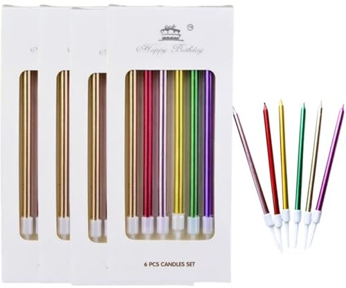 Geburtstagskerzen Für Torte,24 Stücke Geburtstagskerzen Kuchen Tortenkerzen Geburtstag Kuchen Kerzen Mit Haltern für Geburtstagsfeier Hochzeitsparty,Abschlussfeier