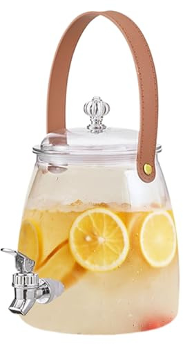Getränkespender 9L | Limonadenspender mit Zapfhahn und Deckel | Retro Saftspender Gastro | Getränkebehälter Glasbehälter | für geeiste Säfte, Wasser, hausgemachte Getränke, Partys