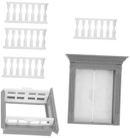 SUPVOX Dollhouse Windows and Doors Miniature Accessories Diy Mini House Building Kit for Sand Table Model Architecture with Plastic Fence Set for Hobbyists and Collectors 6pcs