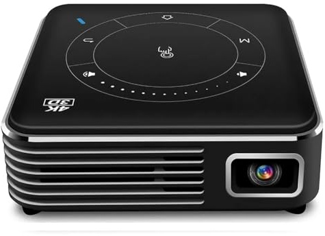 TsoLay Miniproyector 4K HD con Trípode Y Control Remoto por Infrarrojos, Android 9.0, Compatible con WiFi 2.4G/5G, Bluetooth, Tarjeta TF Y Batería De 3000 MAh para Smartphones. Espejo Inalámbrico