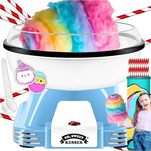 Set di macchina per zucchero filato KESSER® per la tua casa - Con 30 bastoncini per zucchero filato e cucchiaio dosatore - Macchina per zucchero filato retrò - Macchina per zucchero filato con