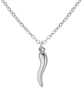 Dreamtimes Collier en corne d‘Italie pour femmes Pendants en corne d’acier inoxydable pour hommes Collier au poivre rouge Amuleto classique Cornicello pour la bonne chance