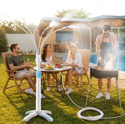 Sistema di irrigazione a spruzzo in piedi, con tubo 116 cm, persone regolabili a 360°, animali, piante si raffreddano, per esterni, terrazza, piscina, barbecue, giardino
