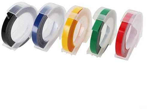 Multi-Color Embossing Label Tape Refill for 12813/12814/1610/1540/1535/1575/17266 & 5500A/5500B – 6 mm × 3 m, 5-(1 Set(5 Colors))