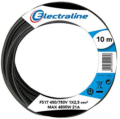 Electraline 13141 - Cable unipolar FS17, sección 1 x 2,5 mm², negro, 10 m