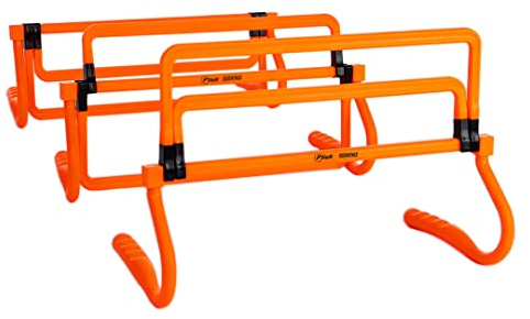 FLICK Multi Level Mini Speed and Agility Hurdles – Pack of 3 Orange Height Adjustable Multi Sports Hurdles 6 Inches, 9 Inches and 12 Inches - Light Weight Carry Bag Included.