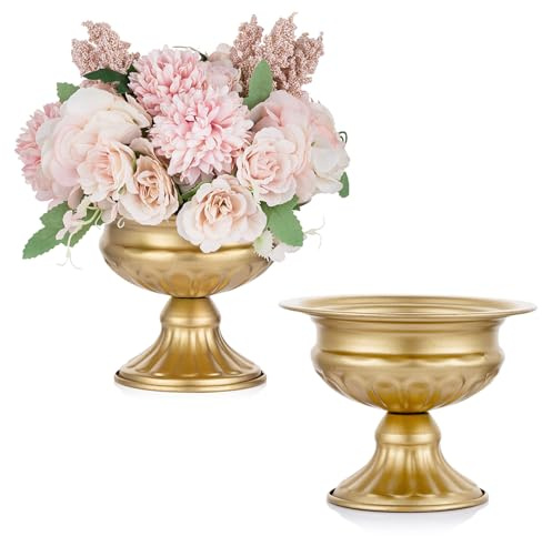 2 Piezas Jardinera de Urna Tamaño Mini Florero Elegante para Centros Mesa Florero Decoración de Banquetes Boda, Trompeta Soporte de Flores Altura 12.6cm para Ceremonia de Aniversario