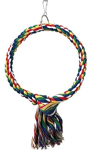 Support Coton Corde Jouet pour Perroquet Décoration de Cage à Oiseaux Jouet Budgies Perche à Oiseaux de Suspension Jouet à Mâcher Cage Balançoire pour Parrot Perchoirs Cercle de Perroquet Oiseau