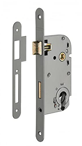THIRARD - Serrure encastrable pour porte d'entrée axe à 50 mm, coffre épaisseur 10 mm à cylindre gris métal v/br