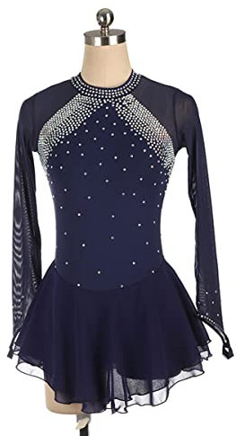 kzytamz Kinder Mädchen Eiskunstlauf Kleid Winter Schlittschuh Kostüm Mädchen Roller Eisfigur Schlittschuh Kleid Schlittschuh Rock Dame Ballerina Outfits (XL,Royal Blue)