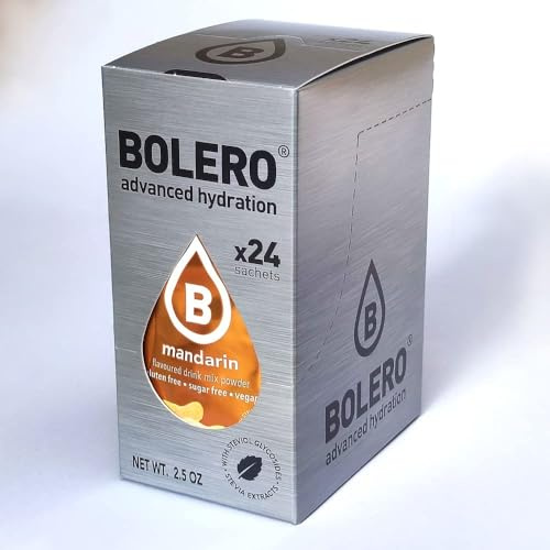 Bolero Drink - 24 bolsitas de 3 g de fruta preparada en polvo soluble para bebida fresca en agua, 72 gramos endulzado con stevia (Mandarin)