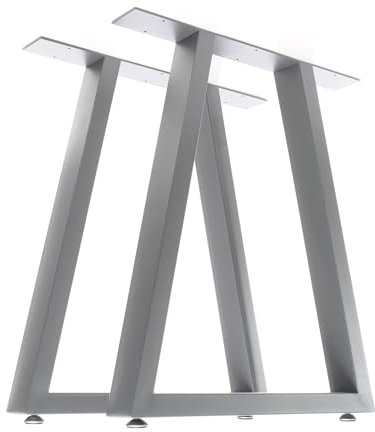 XPOtool Tischbeine 2er Set aus Stahl 60x72cm Grau in Trapez-Form Industrial Vierkantrohr Tischkufen Tischgestell Tischuntergestell