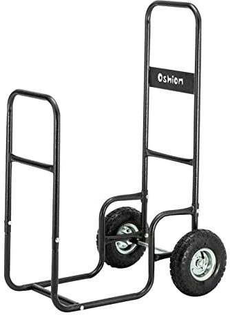 Loggställ för öppen spis Vedvagn med stora hjul Eldstad Log Rolling Hauler Trä Mover Storage Holder Rack for utomhus inomhus 22 0lbs Förvaringshållare för ved