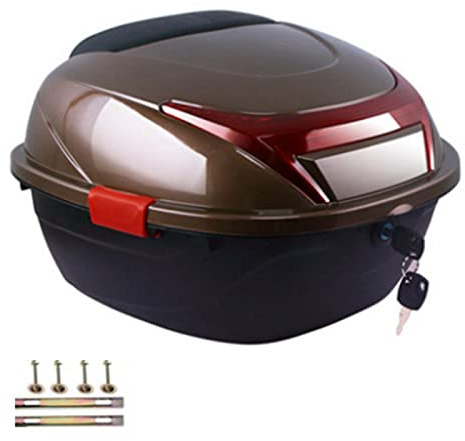 Bauletto posteriore universale per moto - Scatola portaoggetti per casco di grande capacità per cellulare elettrico, bauletto per bagagli per casco, box posteriore per moto (marrone grande formato)