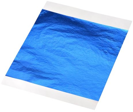 QUARKZMAN Foglio di Foglia d'Oro, Carta di Foglia Blu, 5.5 x 5.5 Pollici per Decorazione Artistica, Sculture, Pittura, Pacco da 100