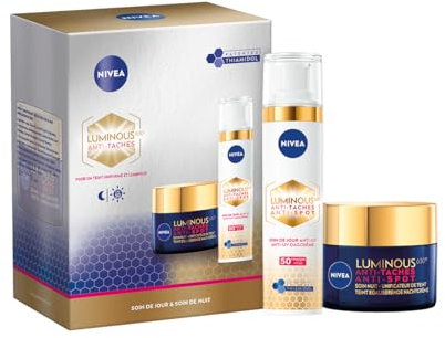 NIVEA Luminous 630 Coffret Soin de jour & Soin de nuit (1x1 pce), Crème visage anti taches pigmentaires au Thiamidol & Acide Hyaluronique, Coffret cadeau femme soin anti-âge, crème hydratante visage
