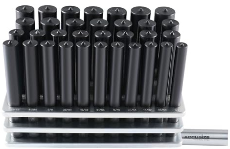 Accusize Industrial Tools 4-7/8 33pc transfer Punch Set, 1/2 - 1 by 64ths, 0250-0033