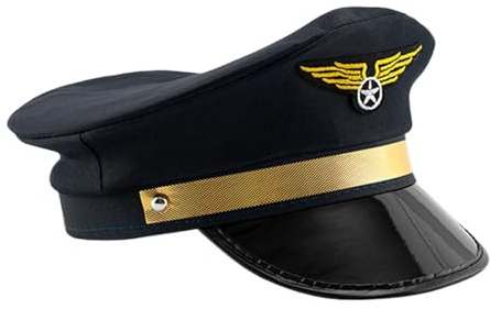 Sombrero de capitán piloto – Gorra de cosplay, sombreros de piloto ajustables para capitán de avión para fiesta de Halloween, accesorio de disfraz