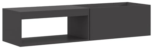 vidaXL Feuerstelle mit Holzlagerung in Schwarz, 80 x 45 x 35 cm, aus robustem Stahl. Rechteckiger Außenkamin für die Terrasse. Hitzebeständig und wetterfest im Industrie-Stil. Ideal für den Garten.