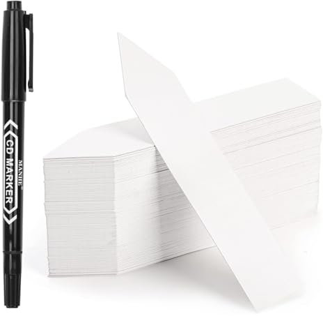 Zommke Lot de 100 étiquettes pour plantes - En plastique - Avec 1 marqueur pour écrire - Résistantes aux intempéries - Pour l'extérieur - 10 x 2 cm (blanc)