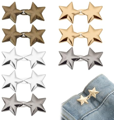 Bouton Jean Clipsable, 8 Pairs Pince pour Pantalon Trop Large, Resserre Pantalon, Bouton de Jean à Clipser Soi Même, Pince Pantalon Trop Large, Pant Waist Tightener Flower Button Pins for Loose Jeans