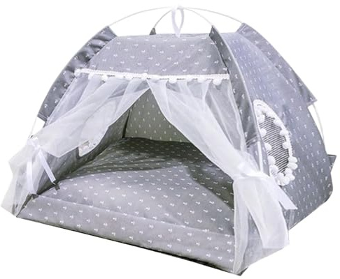 SunaOmni Cuccia per Cani da Interno, graziosa e Morbida Tenda per Cani con Finestra e Tenda in Rete, Cuccia Portatile per Gatti, da Principessa Traspirante Fresca per Animali Domestici, per