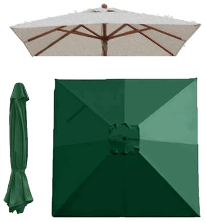 IMUNKT 3x3m Quadrato Baldacchino Per Ombrellone Da Giardino 8 Stecche Telo Di Ricambio Per Ombrellone Da Tavolo Palo Centrale, Copertura Poliestere 200g/㎡(Dark green)