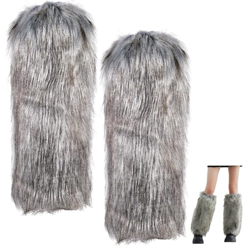 CABODYALS 1 par fuskpäls benvärmare fluffiga lurviga ben handled manschetter mjuk vinter luddig varm lång tjock stövel skor överdrag strumpor ärmar för kvinnor kostymer jul halloween accessoarer
