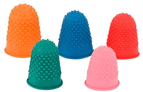 YIXINHE 5 Pieces Rubber Thimbles for Finger TipsProtection,5 Sizes and Colors Reusable FingerProtectors,Rubber Finger Thimbles for MoneyCounting Writing Sorting Task