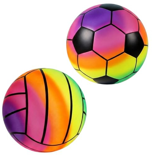 WaaRiuQ Beach Ball, Set of 2 Rainbow Beach Balls, Pool Toys and Inflatable Beach Ball, Summer Outdoor Water Games and Beach Party Entertainment
