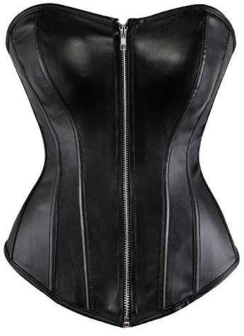 Grebrafan Faux Leather Zip Gothic Punk Bustier Corsets Top | Steampunk corset for everyday and special occasions, Wear as outerwear or a costume piece