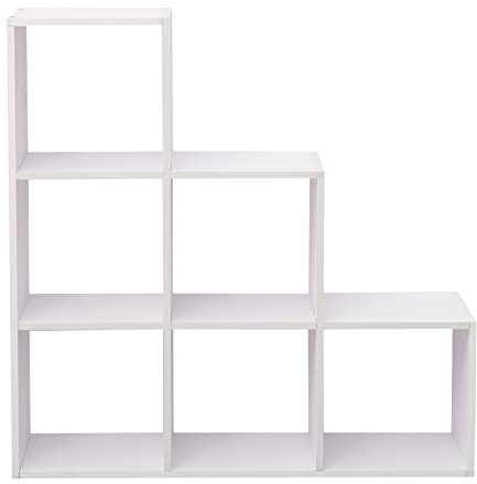 Rebecca Mobili Libreria Scala Scaffale Bianco Legno 6 Scompartimenti Camera Da Letto Soggiorno Design Moderno Organizzazione Libri Soprammobili (Cod. RE6039)