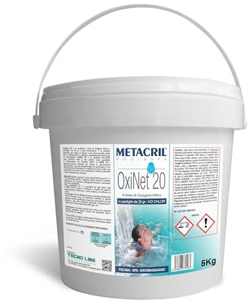 Metacril Oxi Net 20, Oxígeno Activo en tabletas de 20 g, Ideal para Piscinas o jacuzzis - 5 KG
