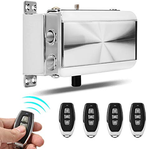 Electronic Deadbolt Door Lock Kit, Smart Remote Control Keyless Entry Access Control System, Intelligent Anti Theft Home Concealed Electric Mechanical Lock with 4 Remote Control for Home Security